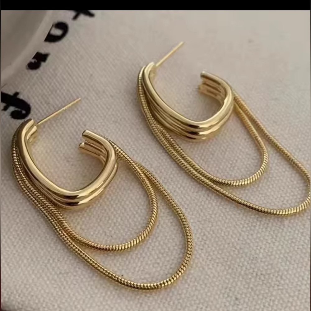 Anthropologie Layered Gold Earrings - Picture 3 of 5